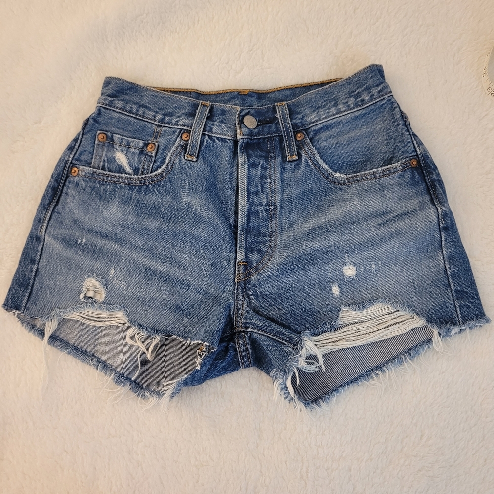 Levi's 501 Denim Distressed Women Shorts Size W24
